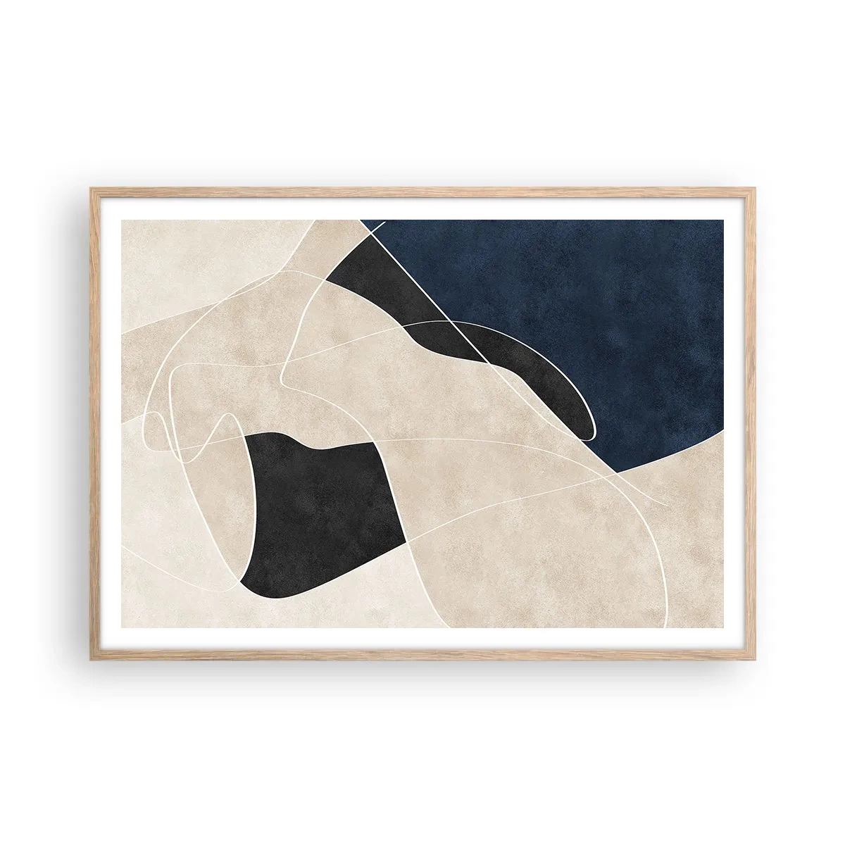 Affiche dans un chêne clair - Poster - Composition abstraite - contraste de couleurs - 100x70 cm