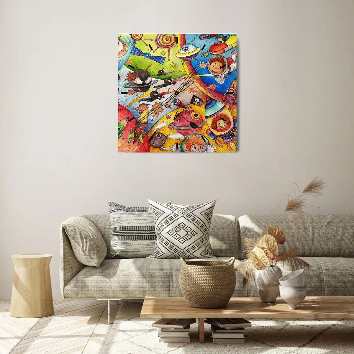 Horloge murale - Pendule murale - Grande aventure spatiale - 40x40 cm