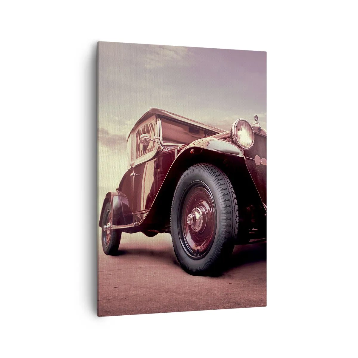 Impression sur toile - Image sur toile - Une voiture vintage au style classique contre le ciel - 70x100cm - Revenons au bon vieux temps... - Décoration murale moderne pour le salon et la chambre ARTTOR