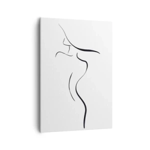Impression sur toile - Image sur toile - Contour minimaliste d'une silhouette féminine sur fond blanc - 50x70cm - Insaisissable comme une vague - Décoration murale moderne pour le salon et la chambre ARTTOR