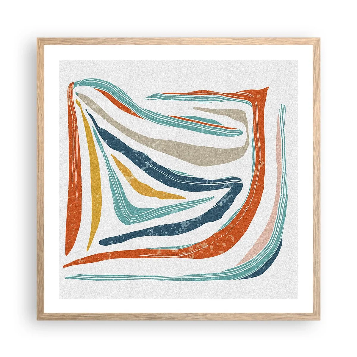 Affiche dans un chêne clair - Poster - Abstraction avec un sourire amical - 60x60 cm