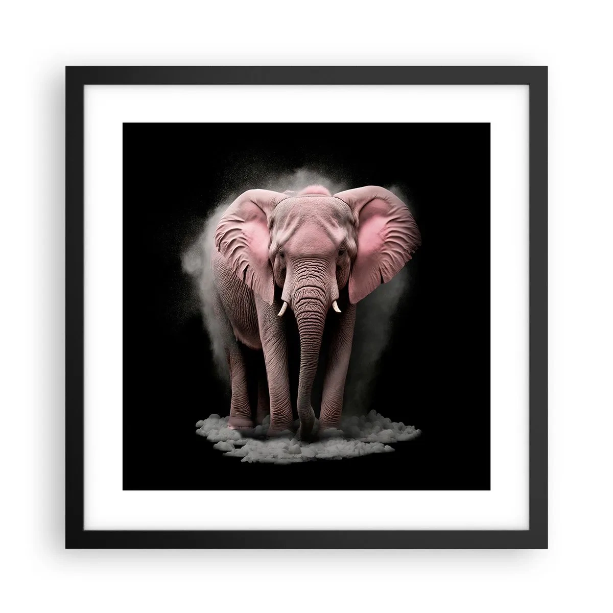 Affiche dans un cadre noir - Poster - Ne pensez pas à un éléphant rose ! - 40x40 cm