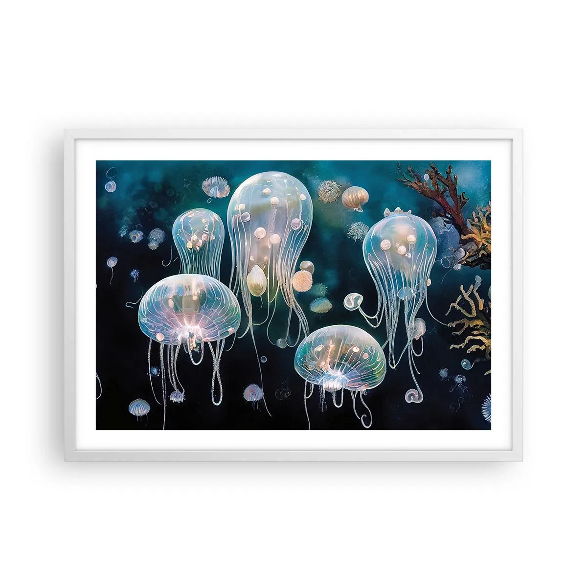 Affiche dans un cadre blanc - Poster - Ballon sous-marin - 70x50 cm