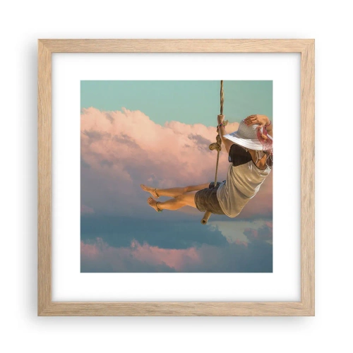 Affiche dans un chêne clair - Poster - S'amuser dans les nuages - 30x30 cm