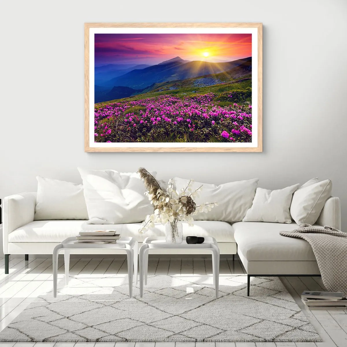 Affiche dans un chêne clair - Poster - … Et autour, ça sent le pin des montagnes et l'odeur de la prairie - 91x61 cm