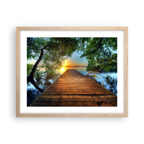 Affiche dans un chêne clair - Poster - Prenez votre temps, asseyez-vous - 50x40 cm