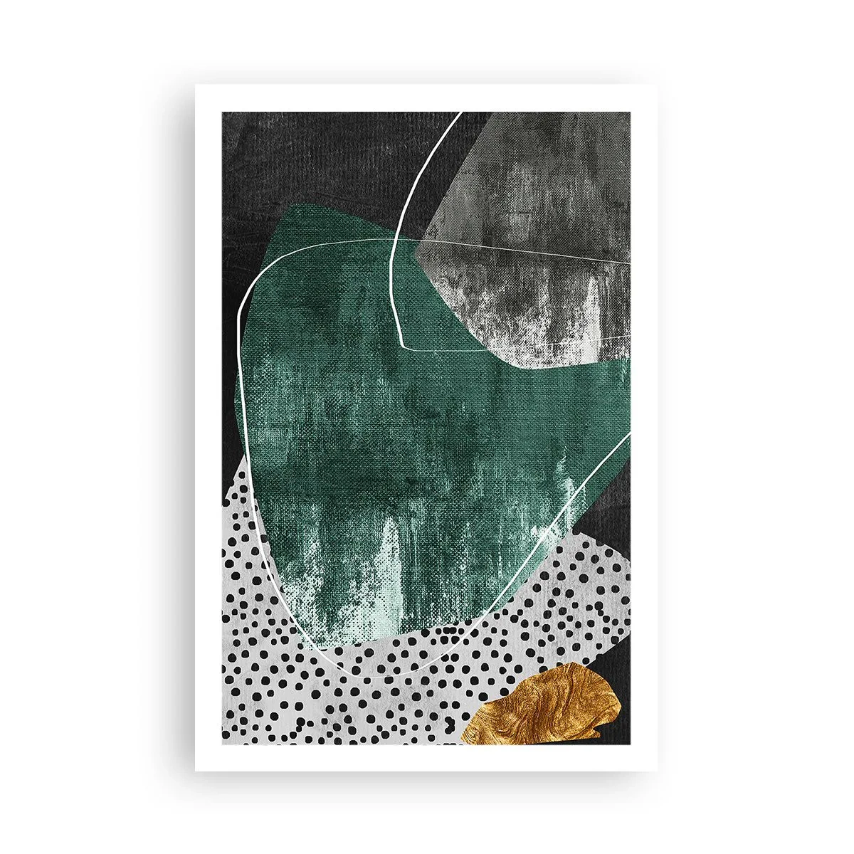 Affiche - Poster - Abstraction colorée avec feuille d'or - 61x91 cm