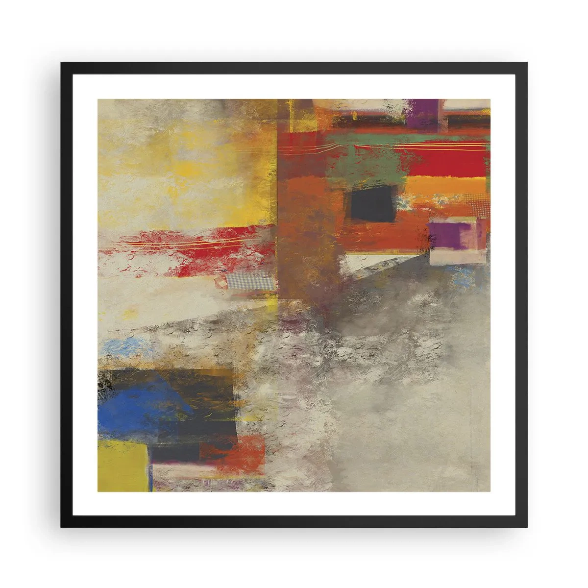 Affiche dans un cadre noir - Poster - Géométrie des couleurs - 60x60 cm