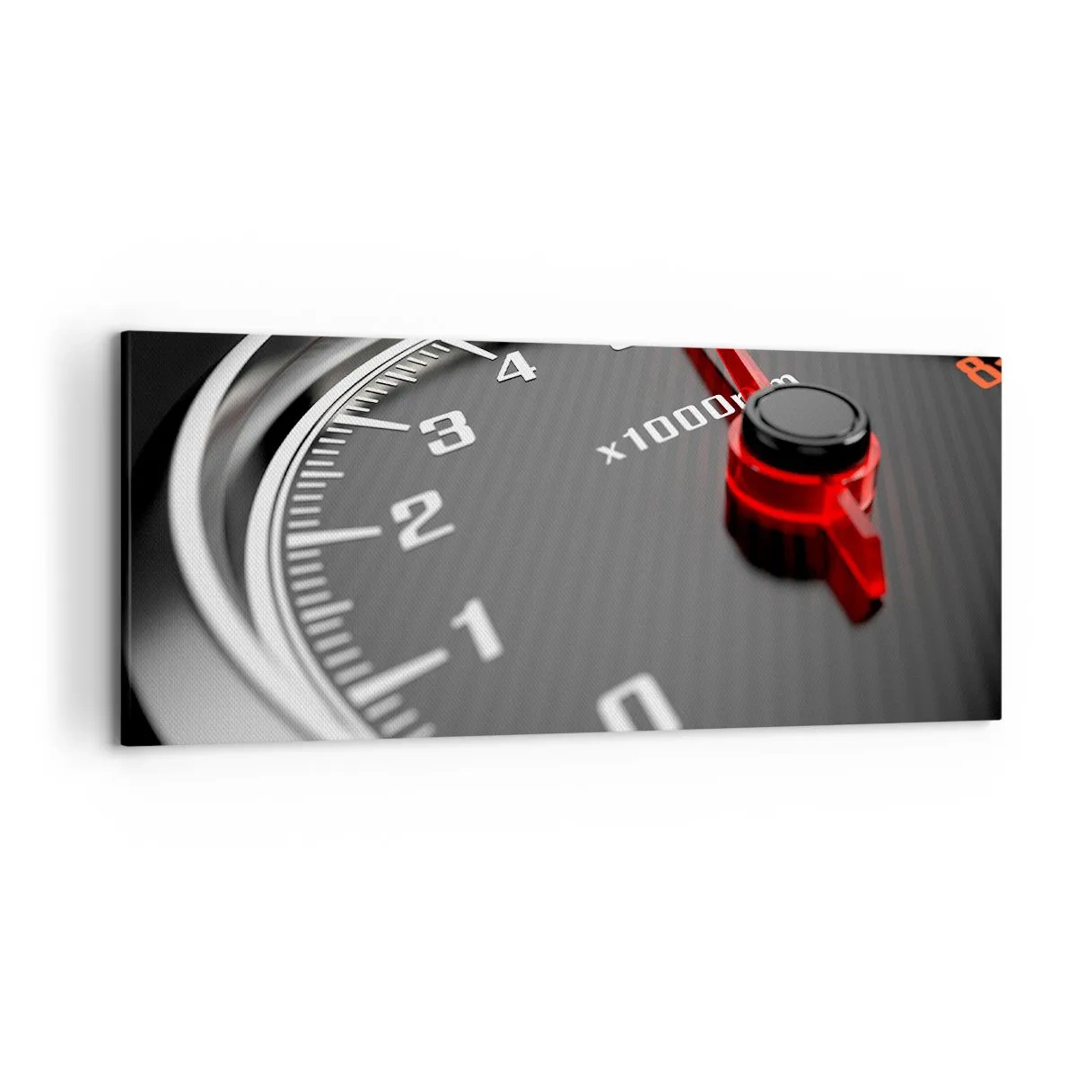 Impression sur toile - Image sur toile - Gros plan du tachymètre avec l'aiguille rouge - 120x50cm - Faites le plein - Décoration murale moderne pour le salon et la chambre ARTTOR