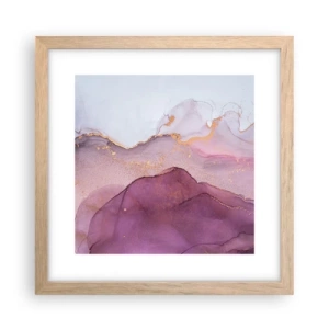 Affiche dans un chêne clair - Poster - Vagues lilas et violettes - 30x30 cm