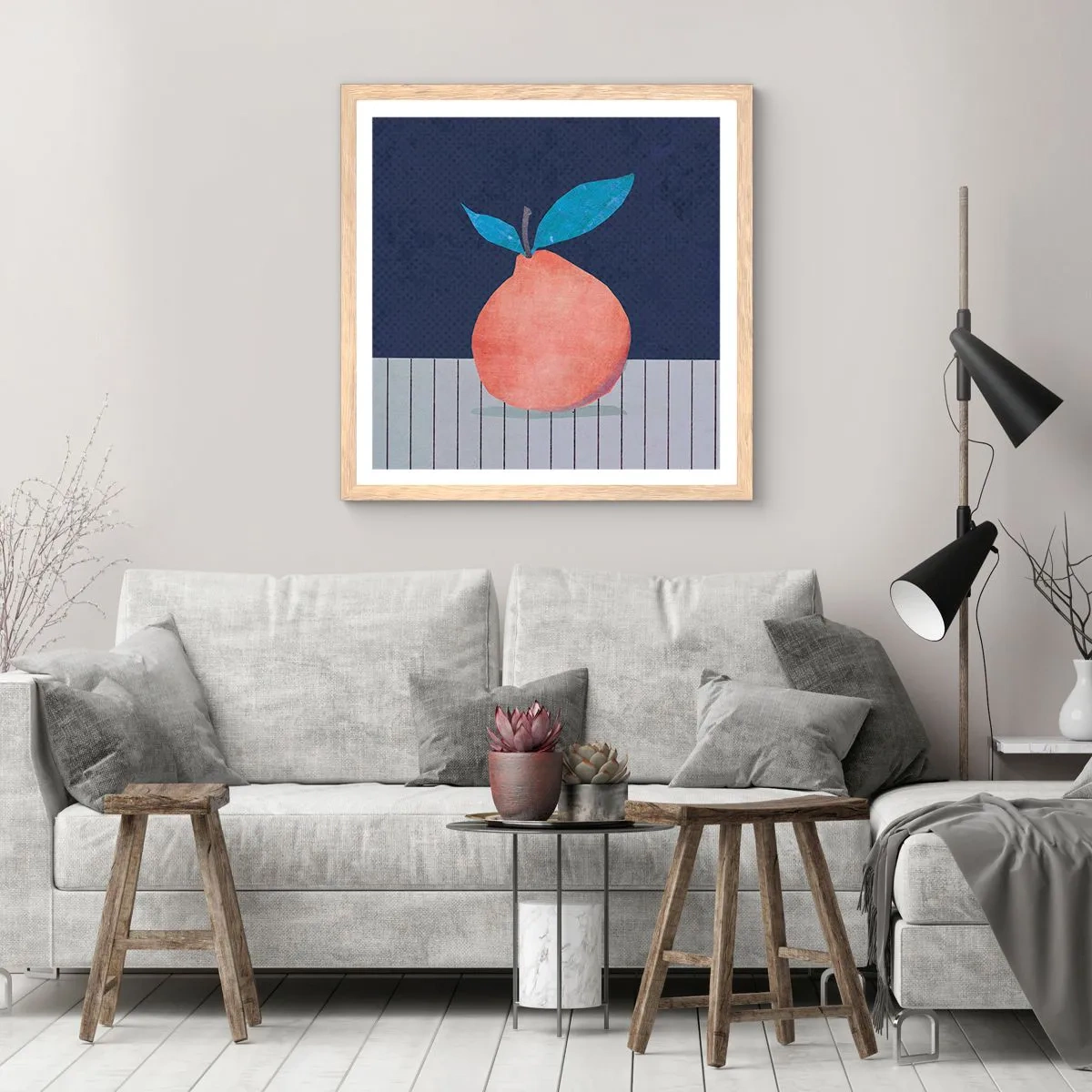 Affiche dans un chêne clair - Poster - Convexité et plan - 60x60 cm