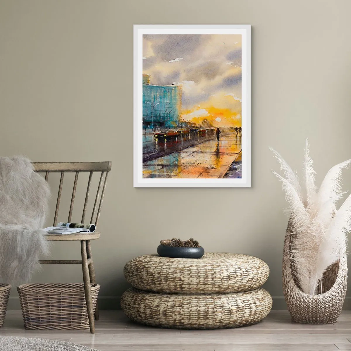 Affiche dans un cadre blanc - Poster - La vie sur le rivage - 30x40 cm