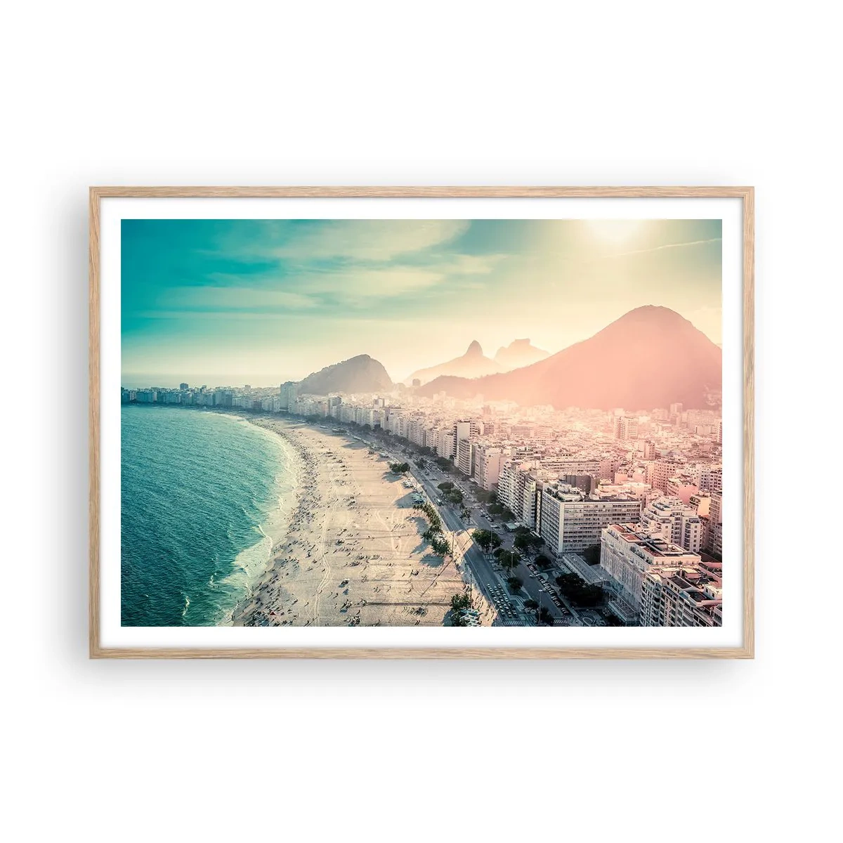 Affiche dans un chêne clair - Poster - Vacances éternelles à Rio - 100x70 cm