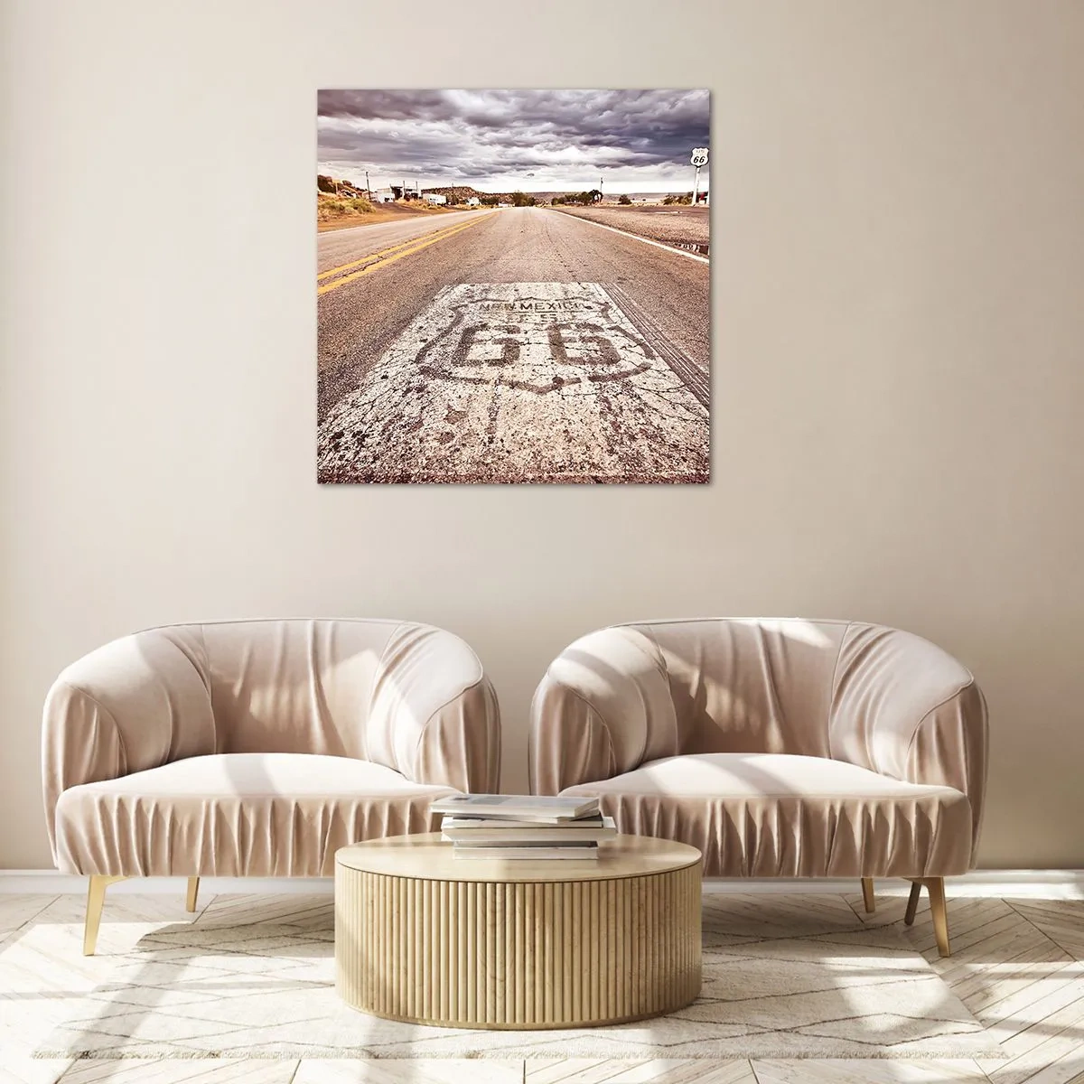Impression sur verre - Image sur verre - Mother Road - une légende américaine - 70x70 cm