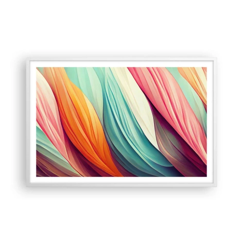 Affiche dans un cadre blanc - Poster - Tissage arc-en-ciel - 91x61 cm