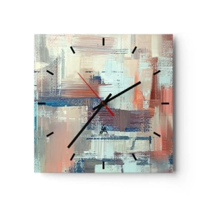 Horloge murale - Pendule murale - Composition abstraite dans les tons de bleu et de beige - 30x30cm - Atteindre la lumière - Décoration murale moderne pour le salon et la chambre ARTTOR