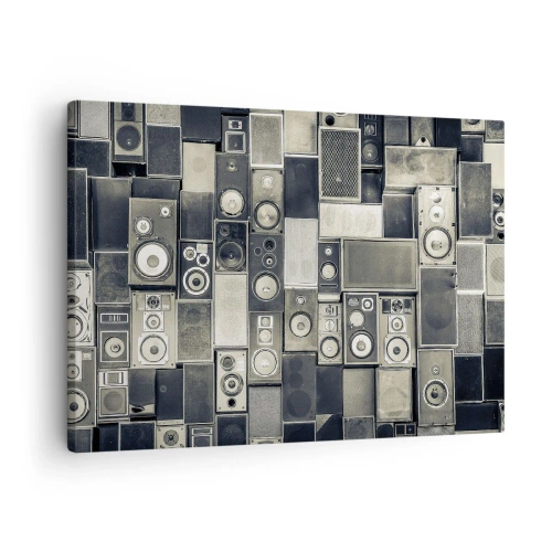 Impression sur toile - Image sur toile - Collection d'enceintes de style rétro - 70x50cm - Tout va bien - Décoration murale moderne pour le salon et la chambre ARTTOR