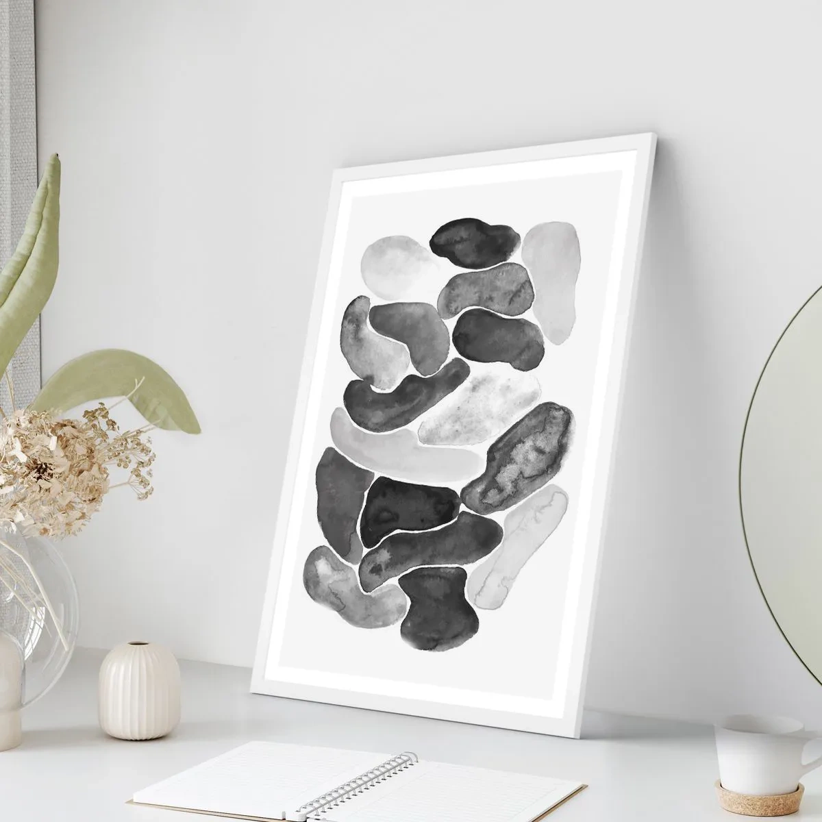 Affiche dans un cadre blanc - Poster - Abstraction rocheuse - 40x50 cm