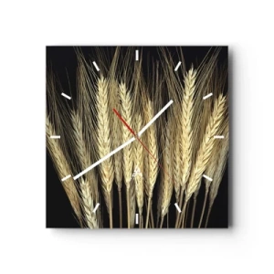 Horloge murale - Pendule murale - Épis de blé sur fond noir dans un style rustique - 30x30cm - Magie rustique - Décoration murale moderne pour le salon et la chambre ARTTOR