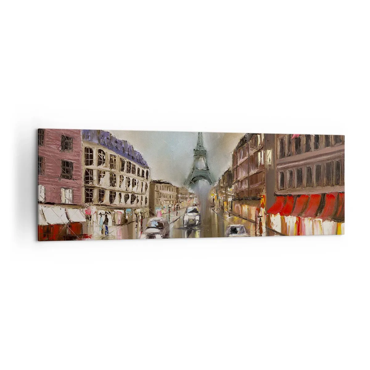 Impression sur toile - Image sur toile - Paysage urbain nocturne de Paris avec vue sur la Tour Eiffel - 160x50cm - Elle seule compte - Décoration murale moderne pour le salon et la chambre ARTTOR