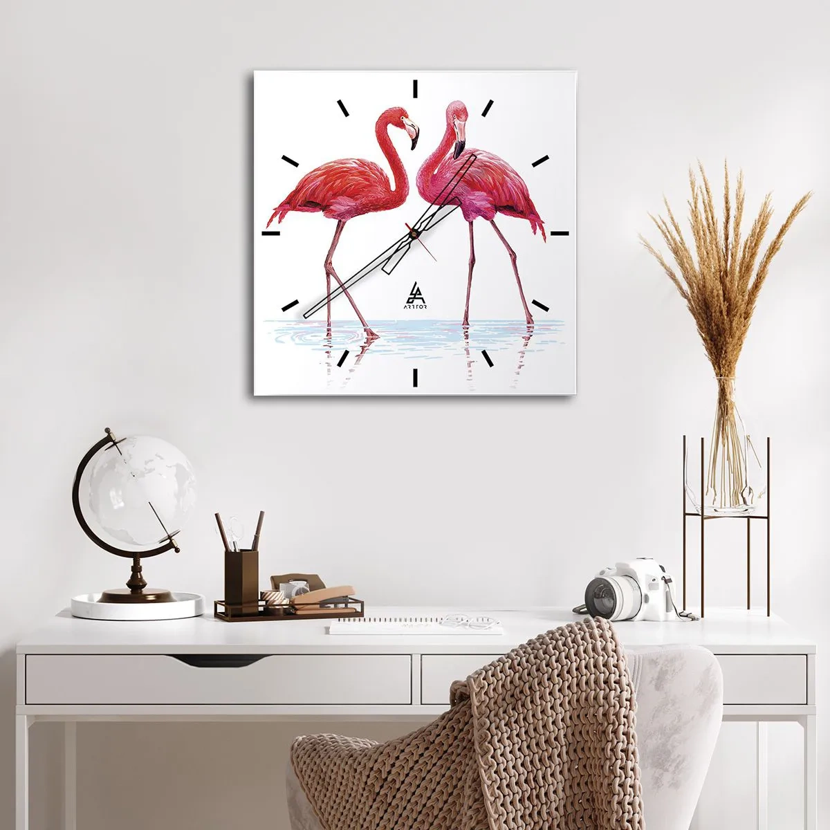 Horloge murale - Pendule murale - Rendez-vous rose - 30x30 cm