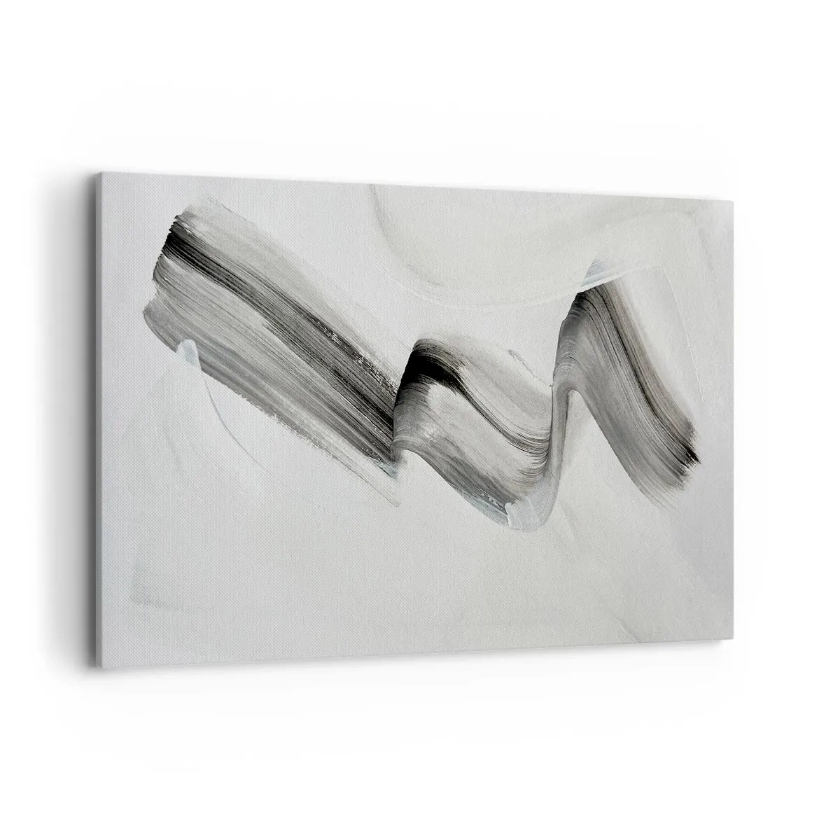 Impression sur toile - Image sur toile - Coup de pinceau abstrait noir et blanc sur fond clair - 120x80cm - Mine de rien pour s'amuser - Décoration murale moderne pour le salon et la chambre ARTTOR