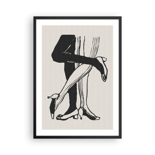 Affiche dans un cadre noir - Poster - Illustration en noir et blanc de jambes entrelacées dansant - 50x70cm - Attribut féminin - Décoration murale moderne pour le salon et la chambre ARTTOR