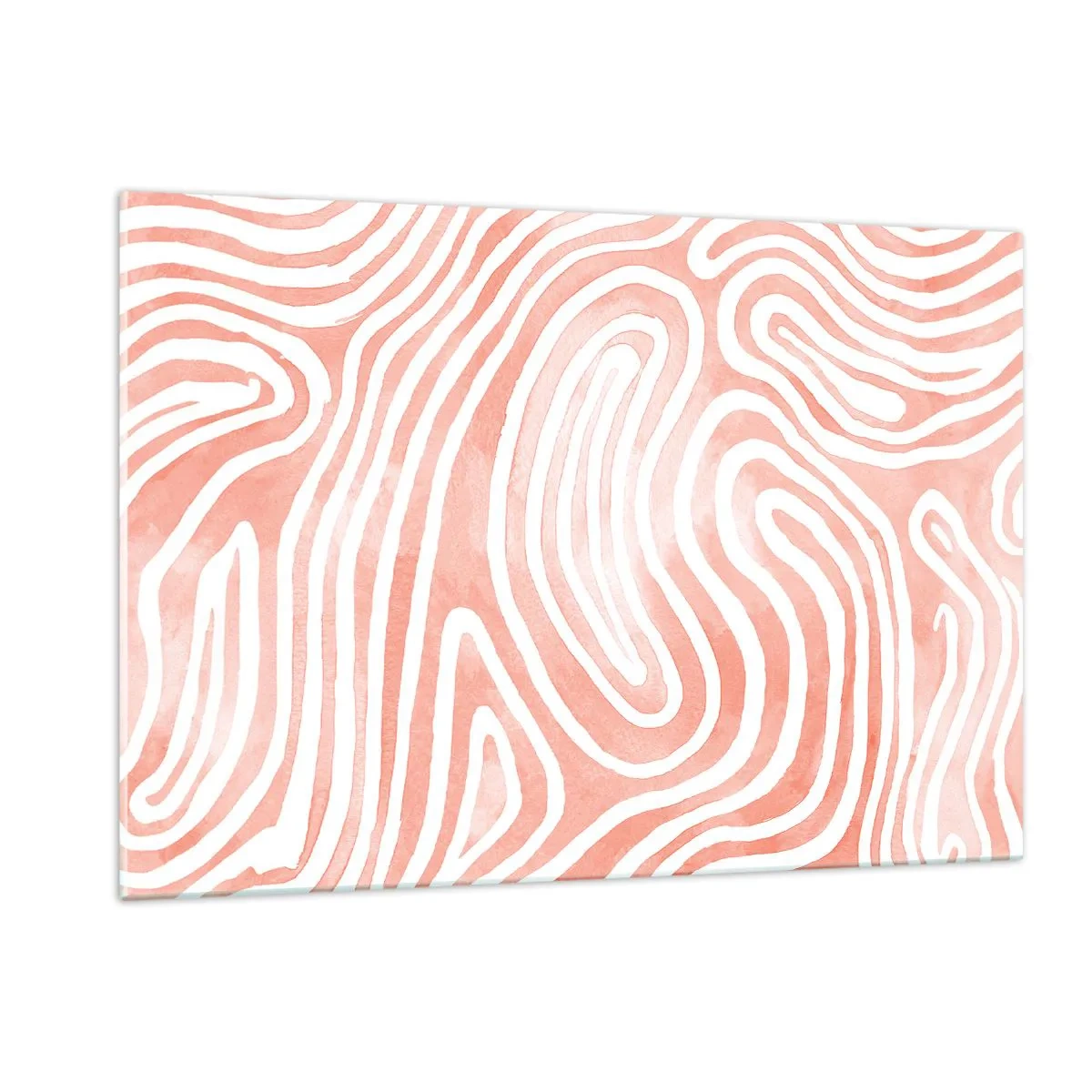 Impression sur verre - Image sur verre - Motif abstrait dans les tons blancs et corail - 120x80cm - Dans le labyrinthe de corail - Décoration murale moderne pour le salon et la chambre ARTTOR