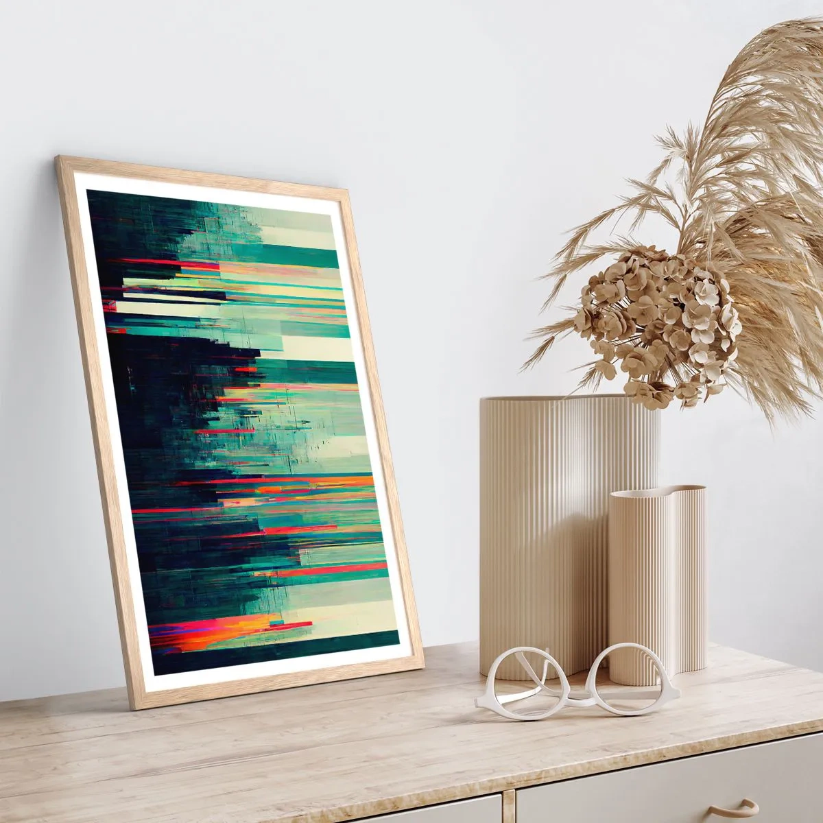 Affiche dans un chêne clair - Poster - Ville futuriste - 30x40 cm