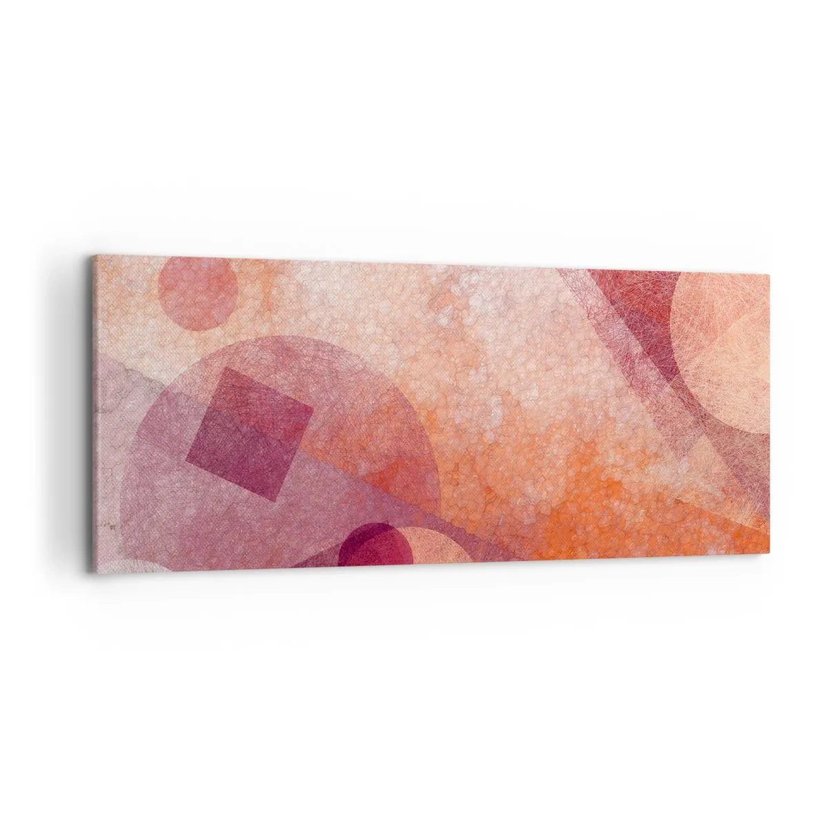 Impression sur toile - Image sur toile - Formes géométriques abstraites dans des tons pastel de rose - 120x50cm - Transformations géométriques en rose - Décoration murale moderne pour le salon et la chambre ARTTOR