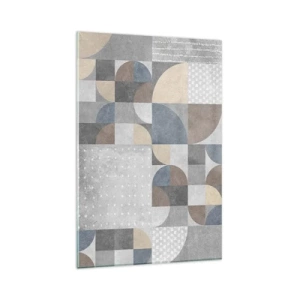 Impression sur verre - Image sur verre - Motif géométrique dans des tons pastel - 80x120cm - Fantaisie de la céramique  - Décoration murale moderne pour le salon et la chambre ARTTOR