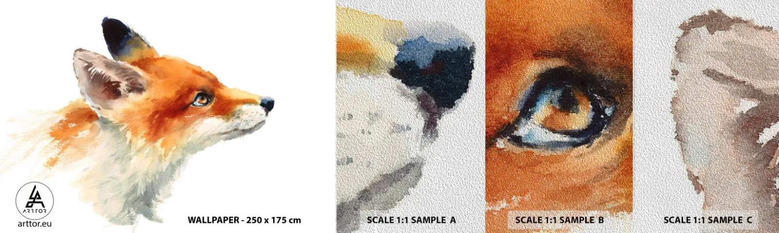 Échantillon de Papier Peint Premium Sand - Vous ne pouvez jamais être trop prudent - Animaux, Renard, Abstraction - 100x30 cm