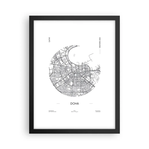 Affiche dans un cadre noir - Poster - Anatomie de Doha - 30x40 cm