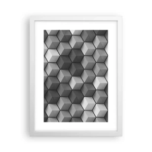 Affiche dans un cadre blanc - Poster - Puzzle cubiste - 30x40 cm