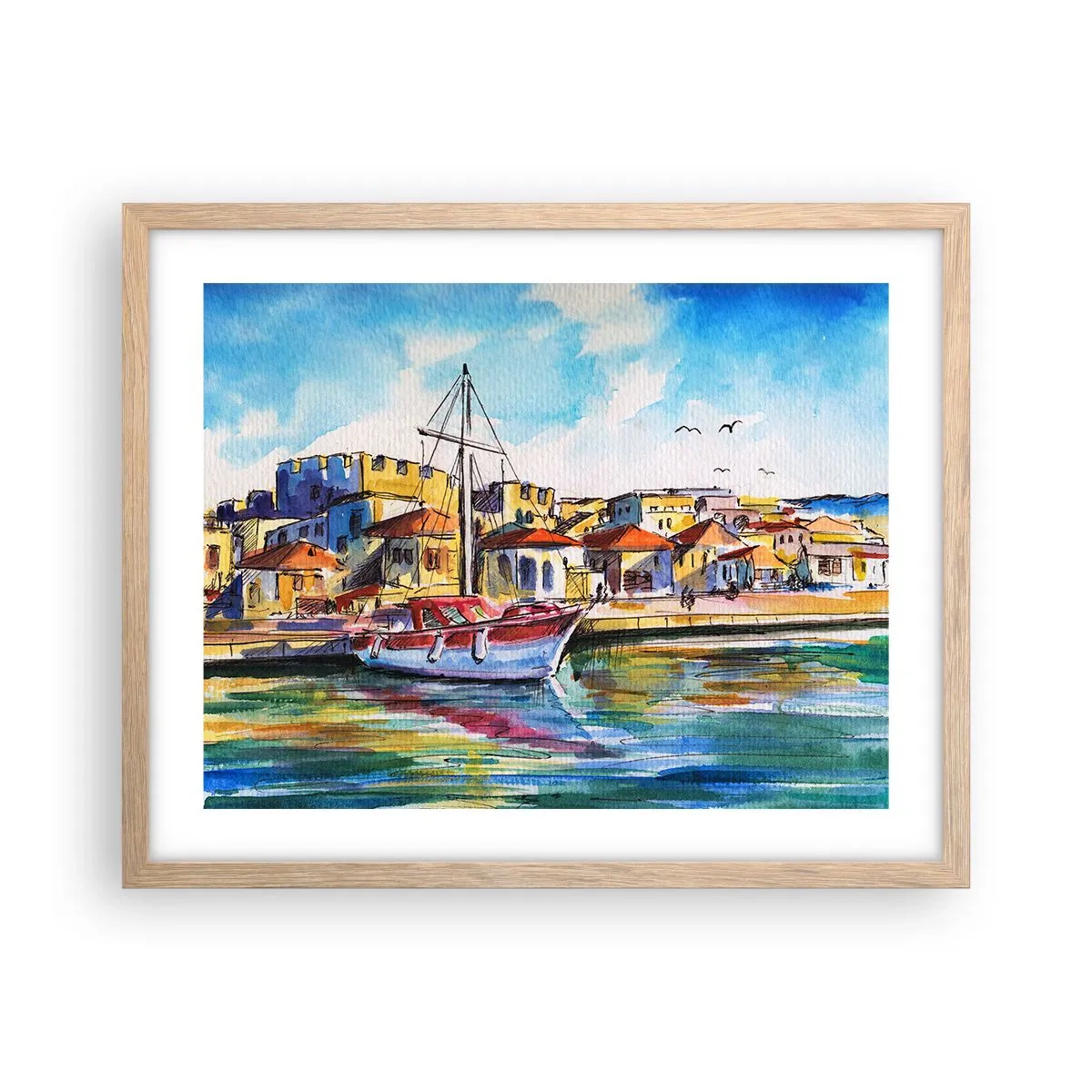 Affiche dans un chêne clair - Poster - Après-midi arc-en-ciel - 50x40 cm