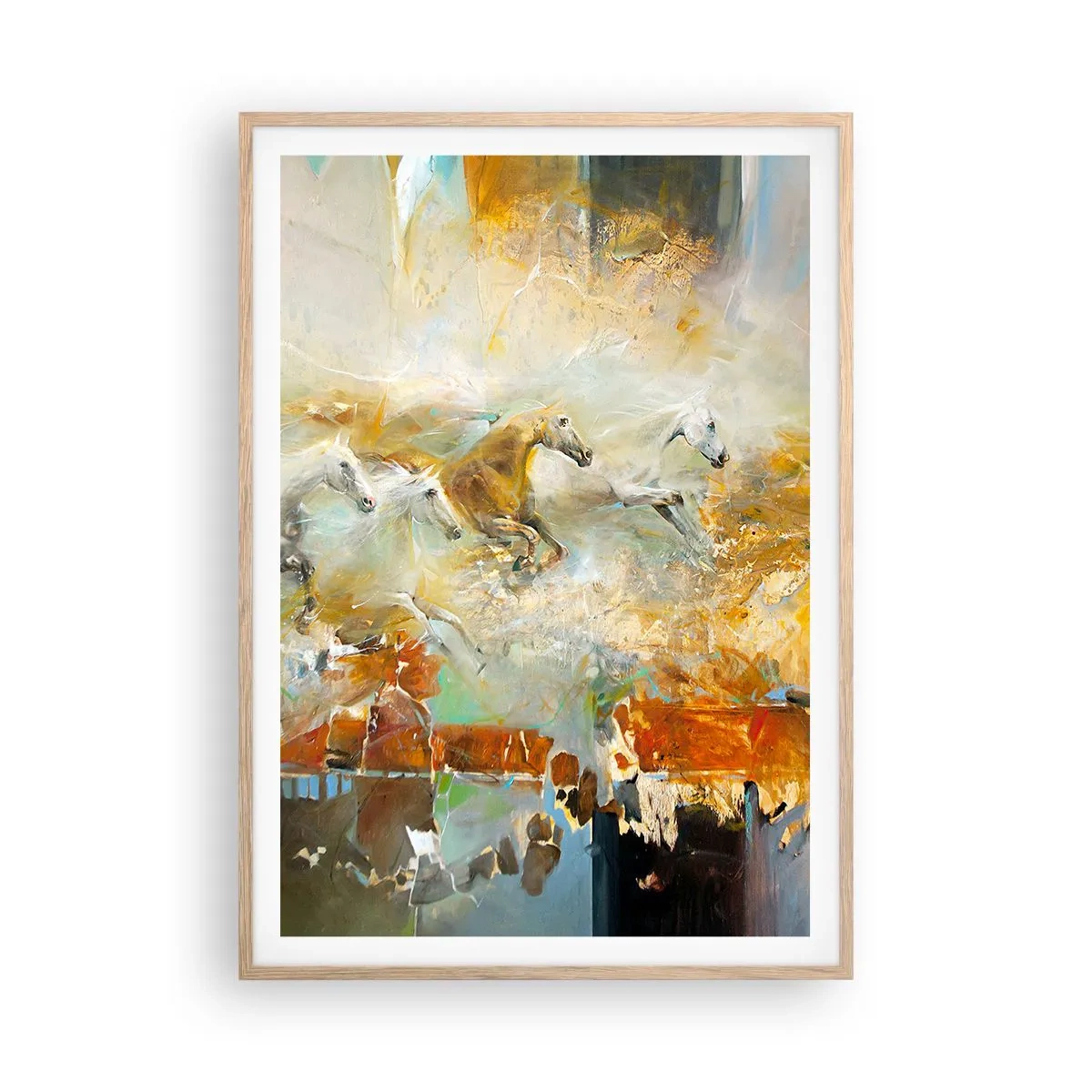 Affiche dans un chêne clair - Poster - Au galop vers la lumière - 70x100 cm