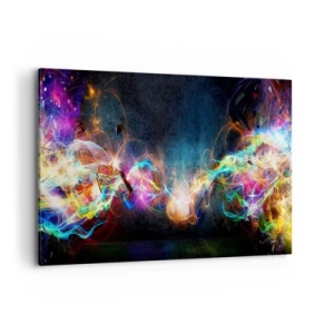 Impression sur toile - Image sur toile - Des éclairs de lumière colorés dans une composition abstraite - 120x80cm - Joyeusement contre l'obscurité - Décoration murale moderne pour le salon et la chambre ARTTOR