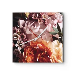Horloge murale - Pendule murale - Gros plan d'une composition florale colorée - 30x30cm - Enveloppé de beauté - Décoration murale moderne pour le salon et la chambre ARTTOR