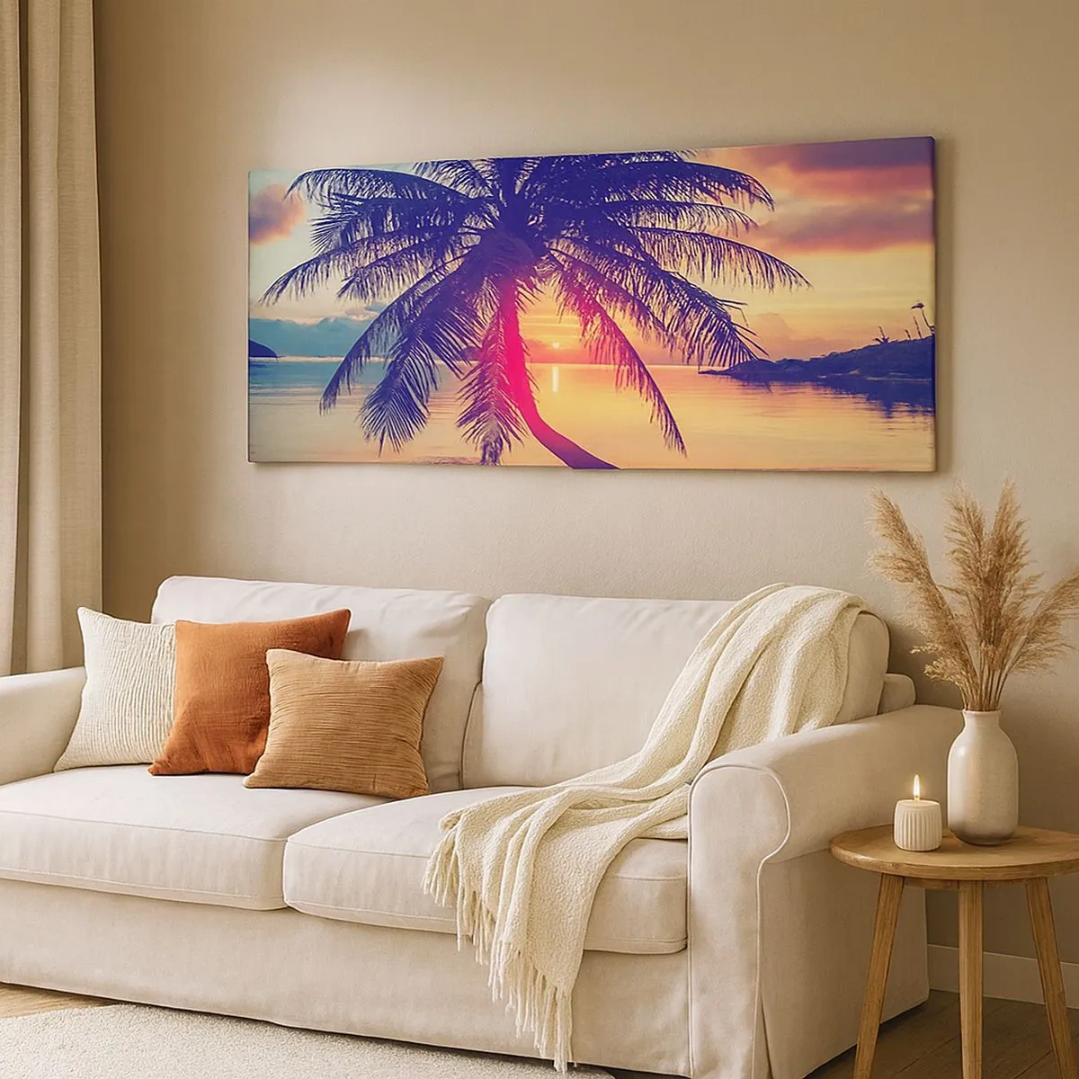 Impression sur toile - Image sur toile - Soirée sous les palmiers - 100x40 cm