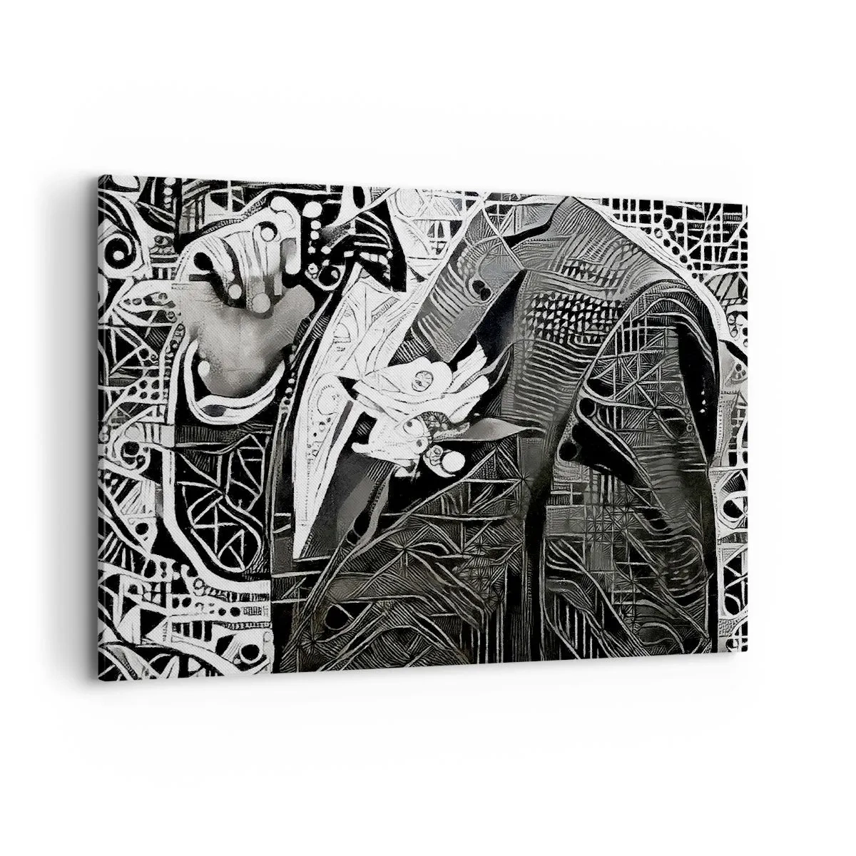 Impression sur toile - Image sur toile - Abstraction élégante d'un homme en costume en noir et blanc - 100x70cm - Seulement en apparence un homme froid - Décoration murale moderne pour le salon et la chambre ARTTOR