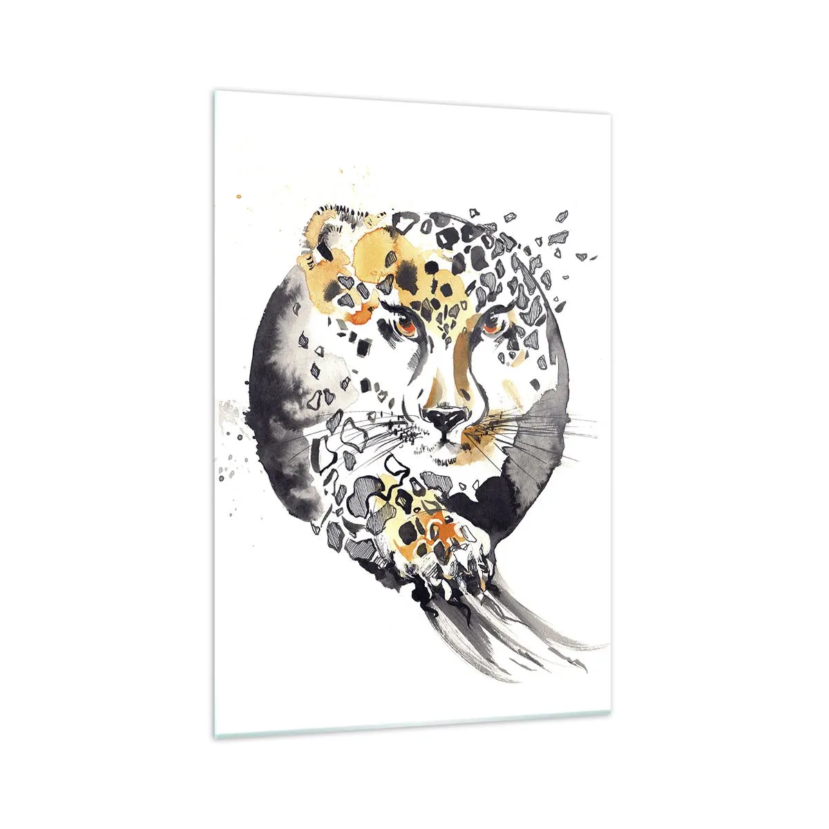 Impression sur verre - Image sur verre - Aquarelle artistique avec un motif de guépard - 70x100cm - Drapieżna uroda - Décoration murale moderne pour le salon et la chambre ARTTOR