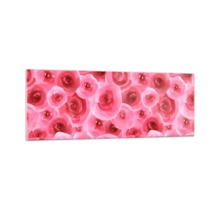 Impression sur verre - Image sur verre - Roses délicates dans des tons pastel de rose - 140x50cm - Roses en-haut et en-bas - Décoration murale moderne pour le salon et la chambre ARTTOR