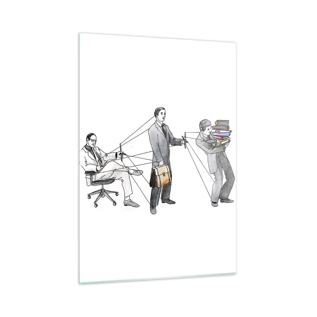 Impression sur verre - Image sur verre - Illustration de la hiérarchie du travail de bureau - 50x70cm - Chacun a son maître - Décoration murale moderne pour le salon et la chambre ARTTOR