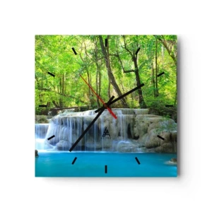 Horloge murale - Pendule murale - Se noyer dans le turquoise et le vert - 40x40 cm