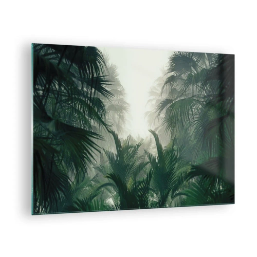 Impression sur verre - Image sur verre - Jungle tropicale enveloppée de brouillard - 70x50cm - Secret tropical - Décoration murale moderne pour le salon et la chambre ARTTOR