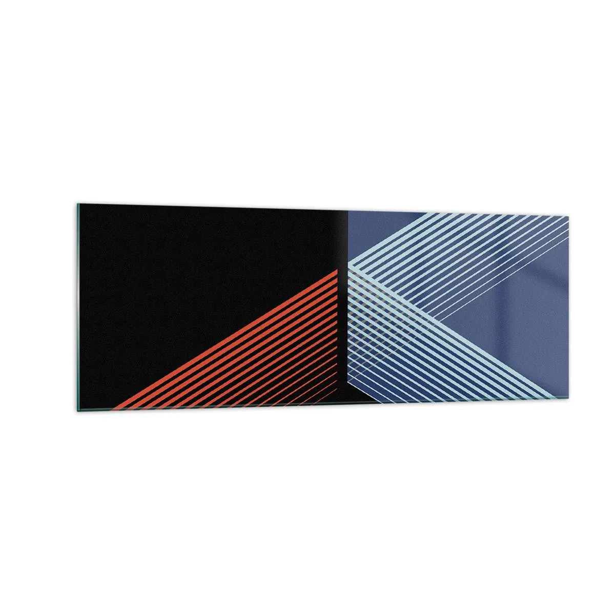 Impression sur verre - Image sur verre - Lignes géométriques dans les tons de rouge et de bleu - 140x50cm - Histoire simple - Décoration murale moderne pour le salon et la chambre ARTTOR