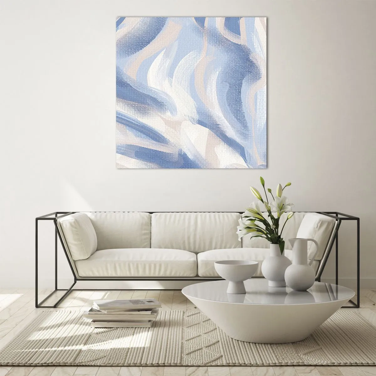 Impression sur verre - Image sur verre - Vagues bleues - 30x30 cm