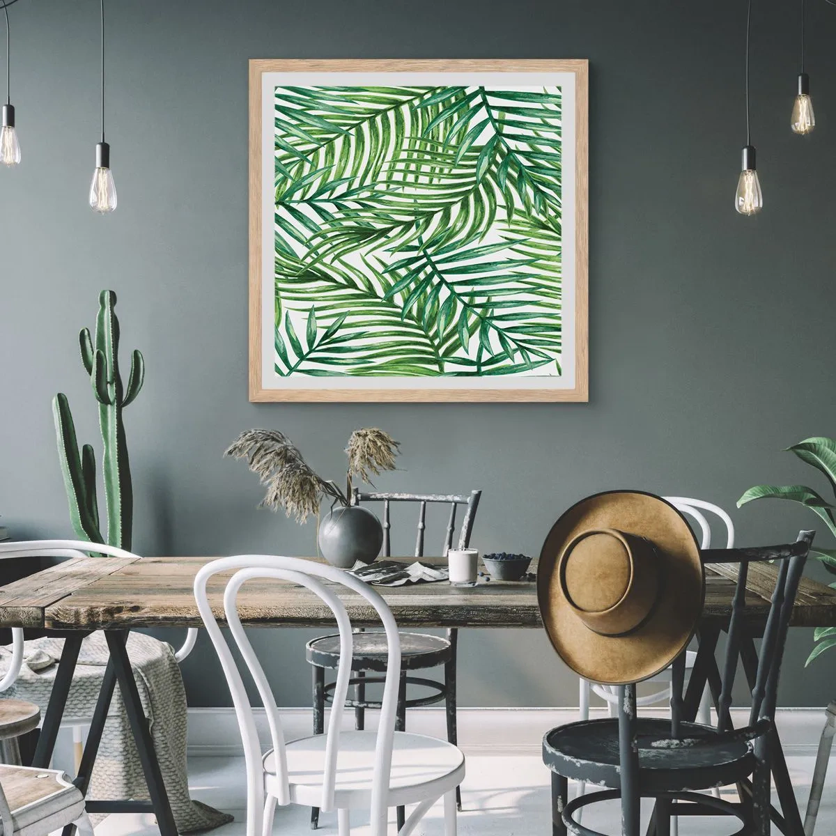 Affiche dans un chêne clair - Poster - Sous la canopée verte - 60x60 cm