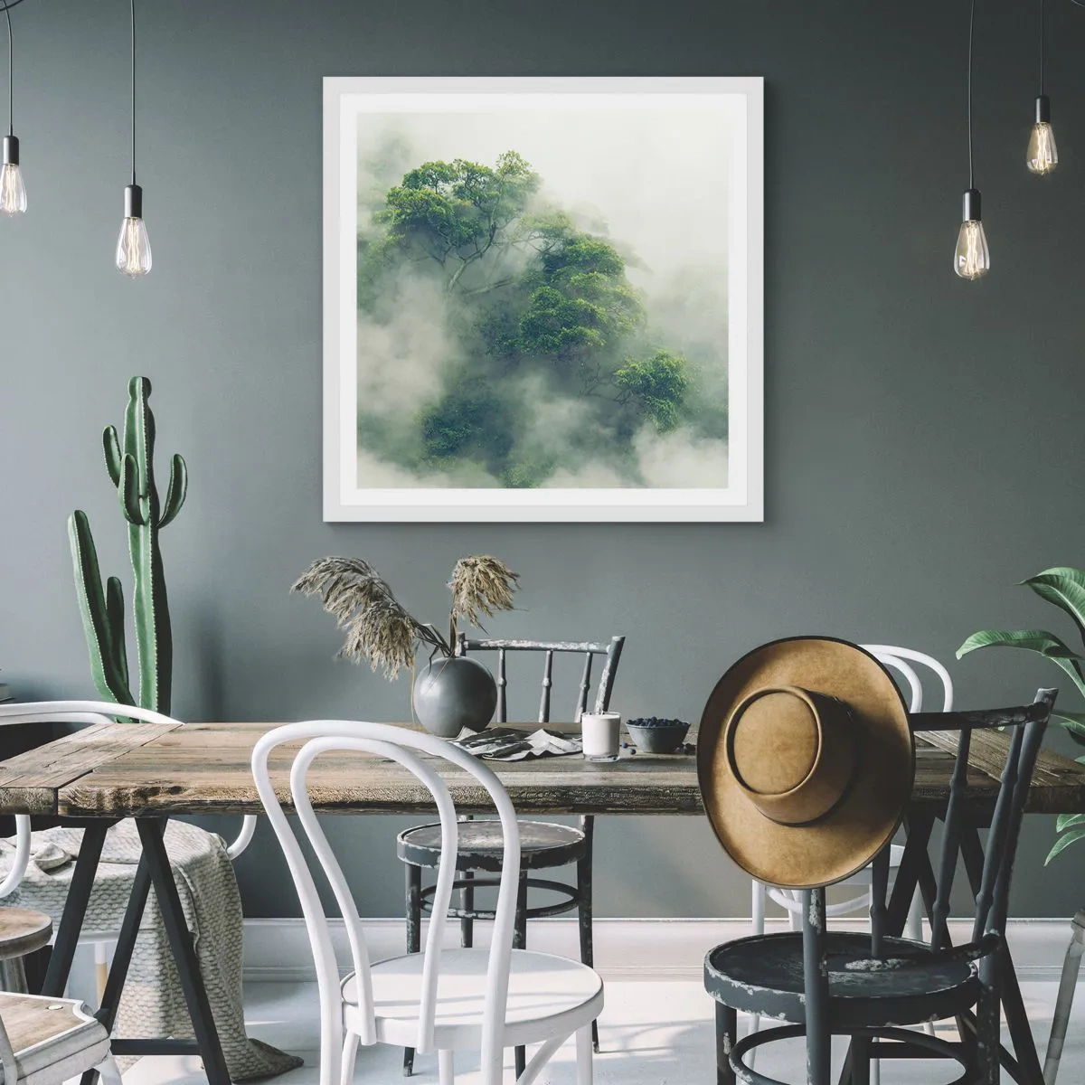 Affiche dans un cadre blanc - Poster - Enveloppé de brouillard - 40x40 cm