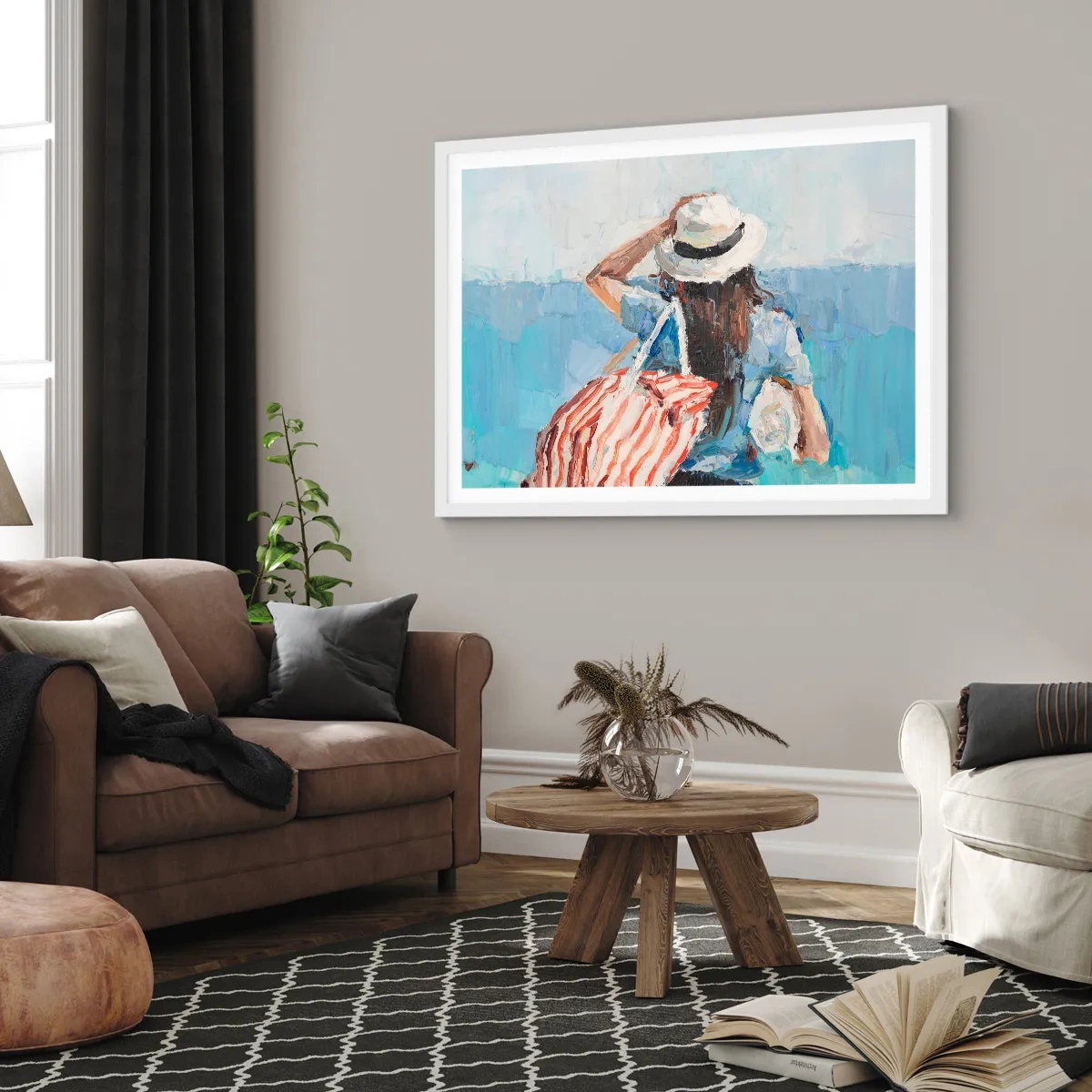 Affiche dans un cadre blanc - Poster - Bienvenue à vos vacances - 40x30 cm